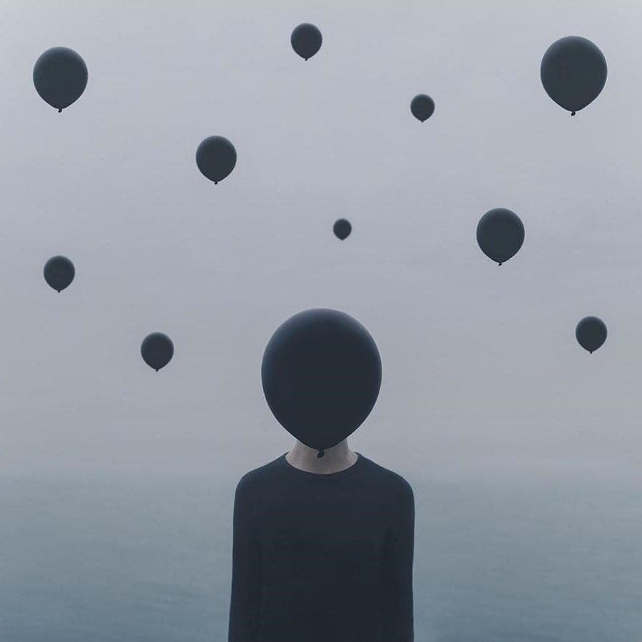 déjalo ir Fotografía surrealista que explora el solitario mundo interior del hombre. bayas de cerebro