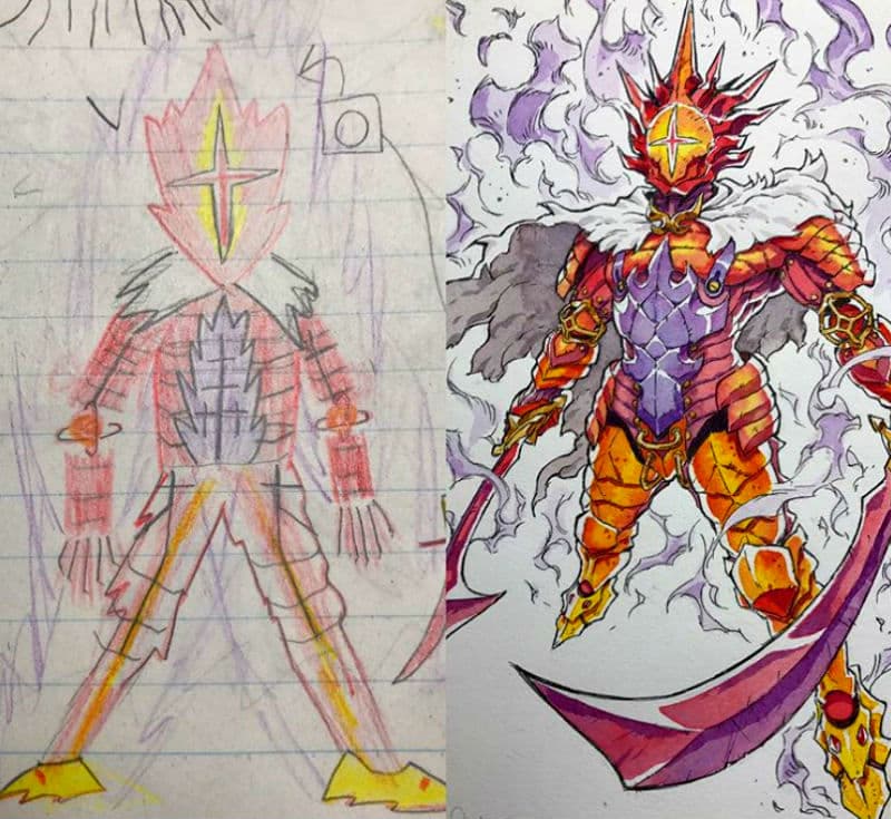 Un padre convierte los garabatos de sus hijos en increíbles imágenes de anime