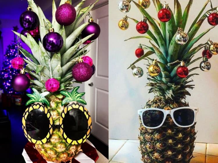 La gente se desliza con piñas de vacaciones con piñas de vacaciones porque por qué no