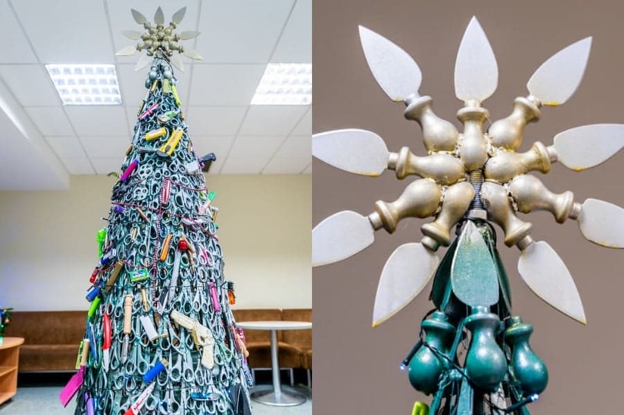 Un árbol de Navidad con artículos prohibidos fue creado por el aeropuerto de Lituania.