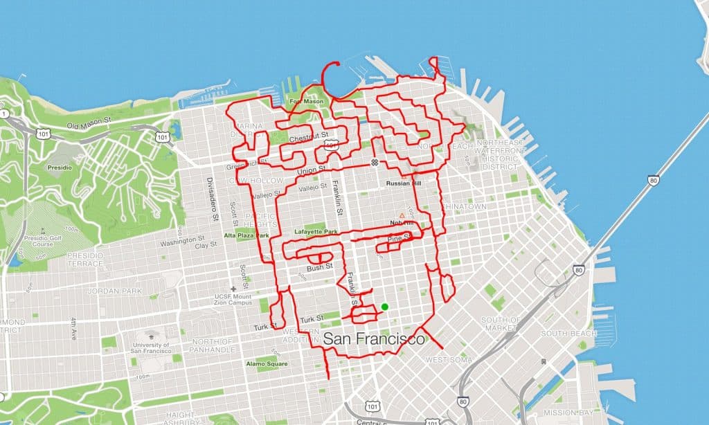 Un corredor de San Francisco produce arte mientras corre