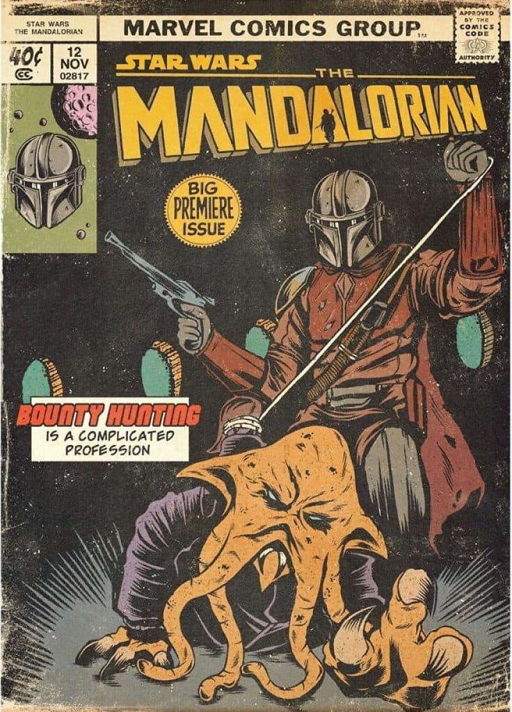 Creación de impresionantes mantas retro por un artista para cada capítulo de Mandaloryan.