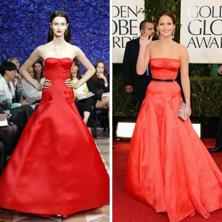 Jennifer Lawrence – Christian Dior |: ¿Quién lo lució mejor? 12 vestidos que las famosas sacaron de la pasarela | su belleza