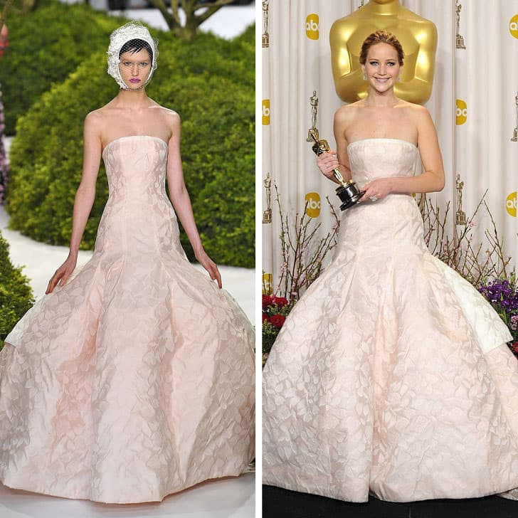 Jennifer Lawrence – Christian Dior |: ¿Quién lo lució mejor? 12 vestidos que las famosas sacaron de la pasarela | su belleza