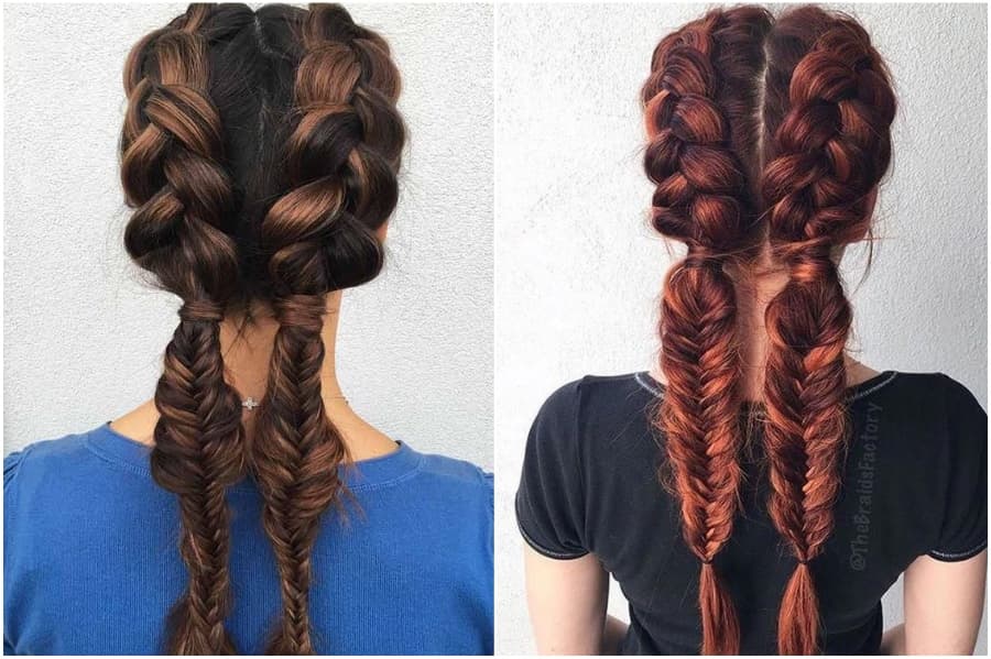 Combo de trenza holandesa y trenza de cola de pez |: 12 peinados bastante largos para el otoño de 2019 | su belleza