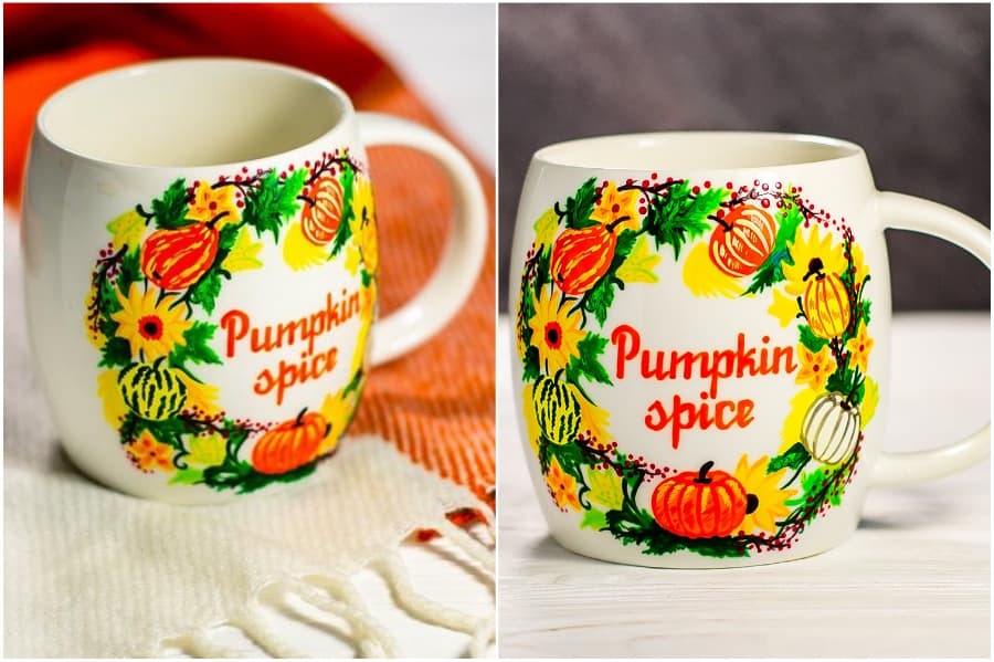 Condimento de calabaza | Tazas y teteras de cristal pintadas a mano que te alegrarán el día His Beauty