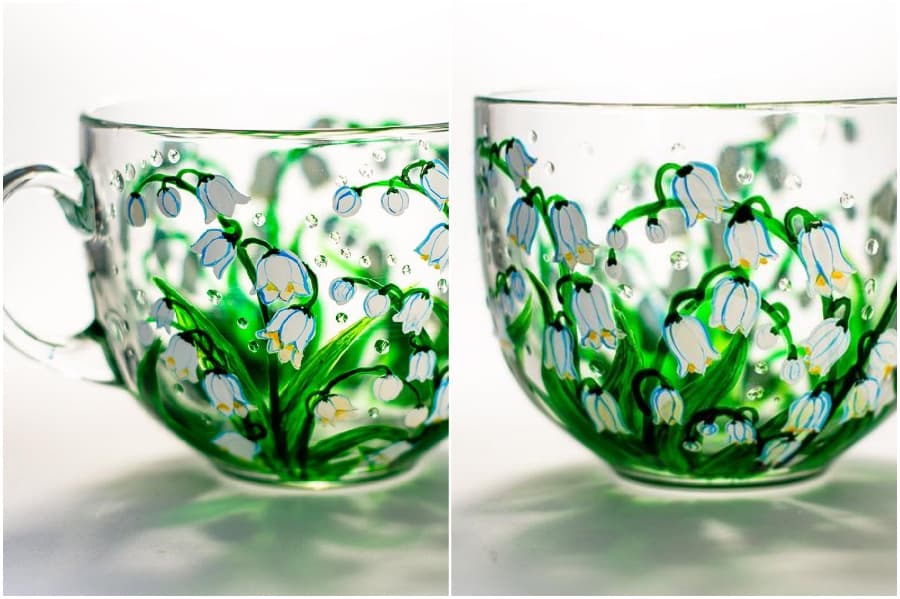 lirio precioso | Tazas y teteras de vidrio pintadas a mano que alegrarán tu día His Beauty