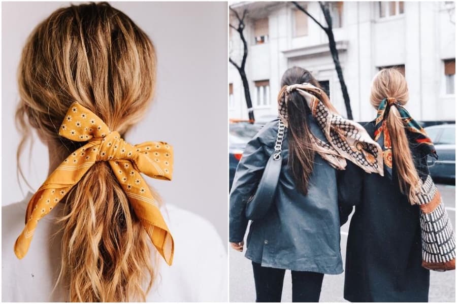 Cola de caballo con pañuelo para el cabello |: 12 peinados bastante largos para el otoño de 2019 | su belleza