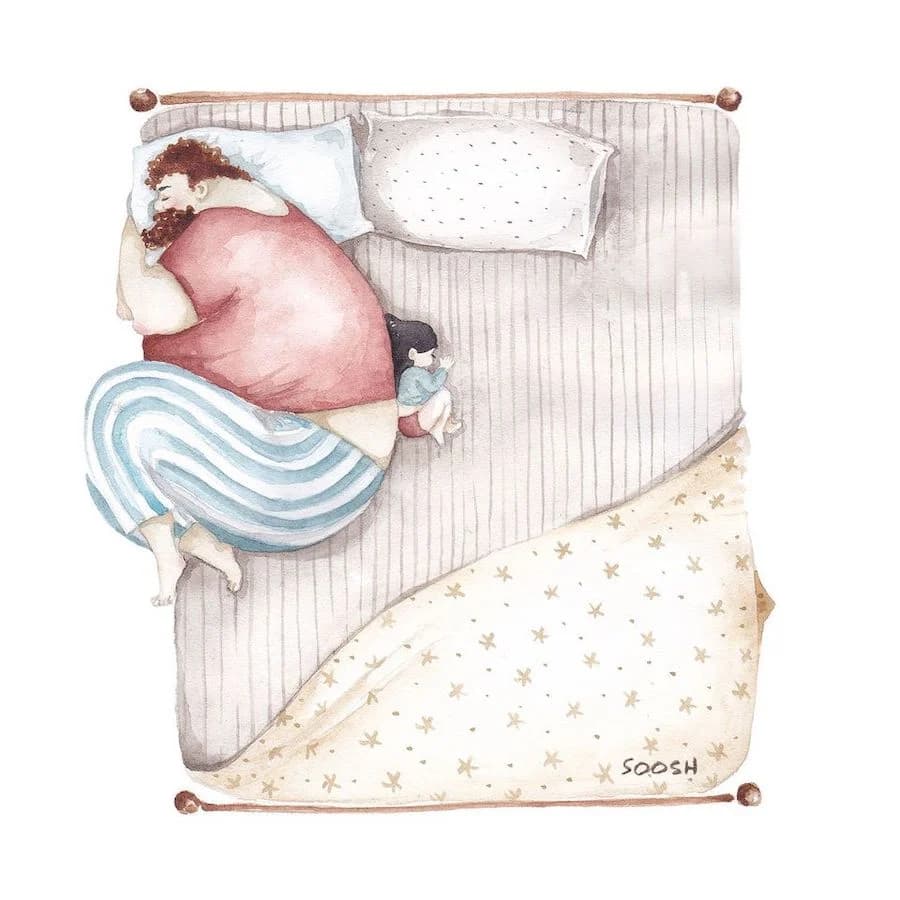 #1 Conmovedoras ilustraciones de padre e hija de Sosh His Beauty