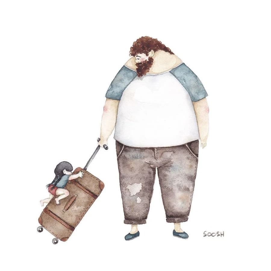 #2 Conmovedoras ilustraciones de padre e hija de Sosh His Beauty