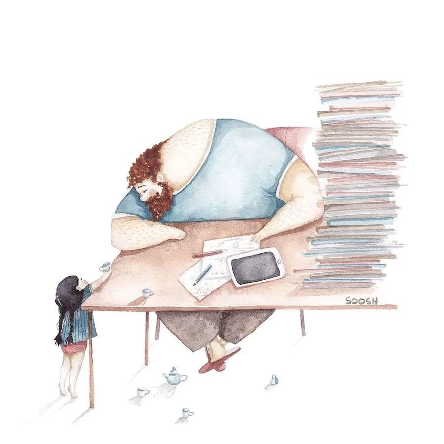 #3 | Conmovedoras ilustraciones de padre e hija de Sosh His Beauty