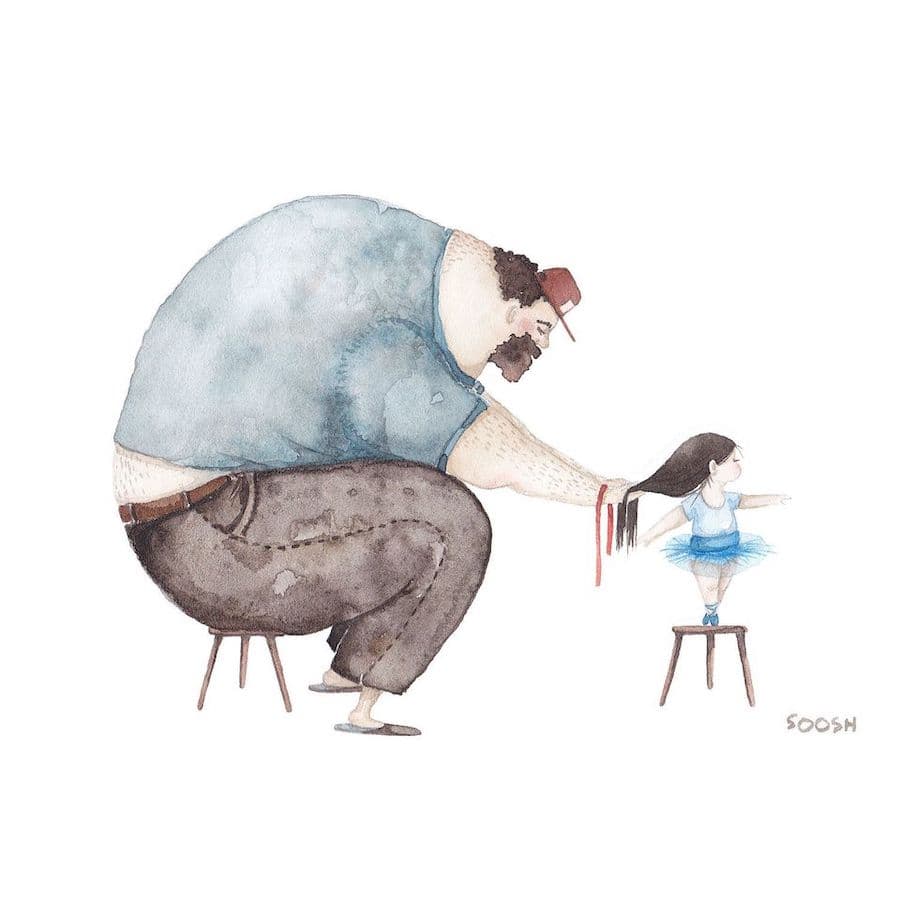#5 Conmovedoras ilustraciones de padre e hija de Sosh His Beauty