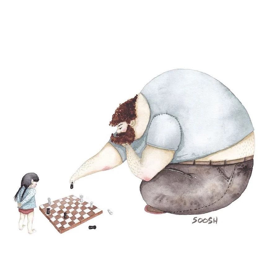 #6 | Conmovedoras ilustraciones de padre e hija de Sosh His Beauty
