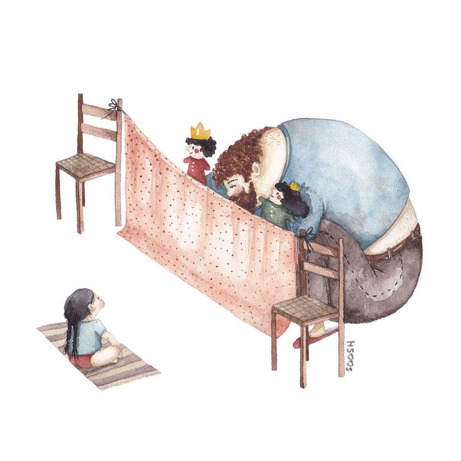 #7 | Conmovedoras ilustraciones de padre e hija de Sosh His Beauty