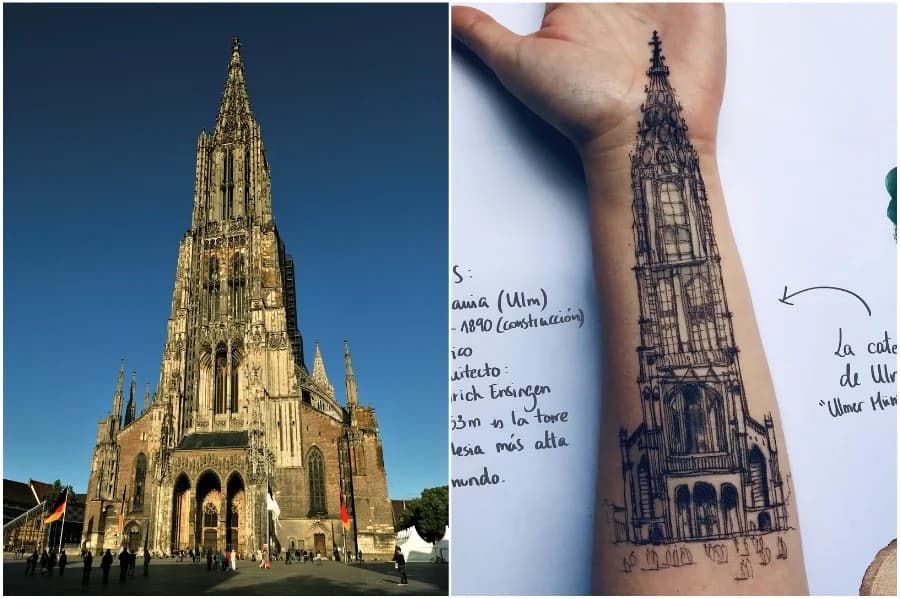 Iglesia Luterana en Alemania | Artista utiliza su cuerpo como lienzo para bocetos arquitectónicos Su Belleza