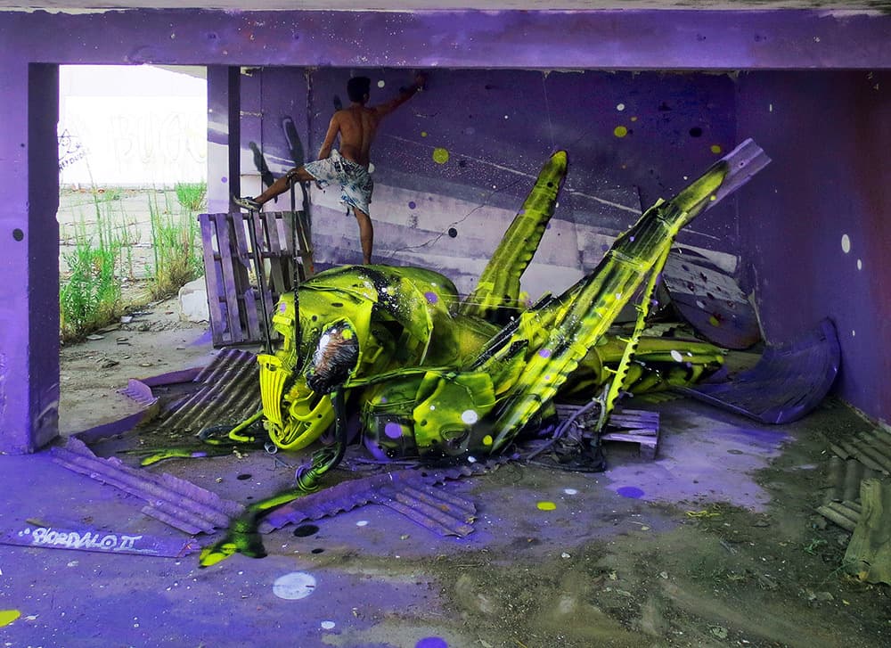 La basura tiene una segunda vida como el lujo 3d Animal Street Art