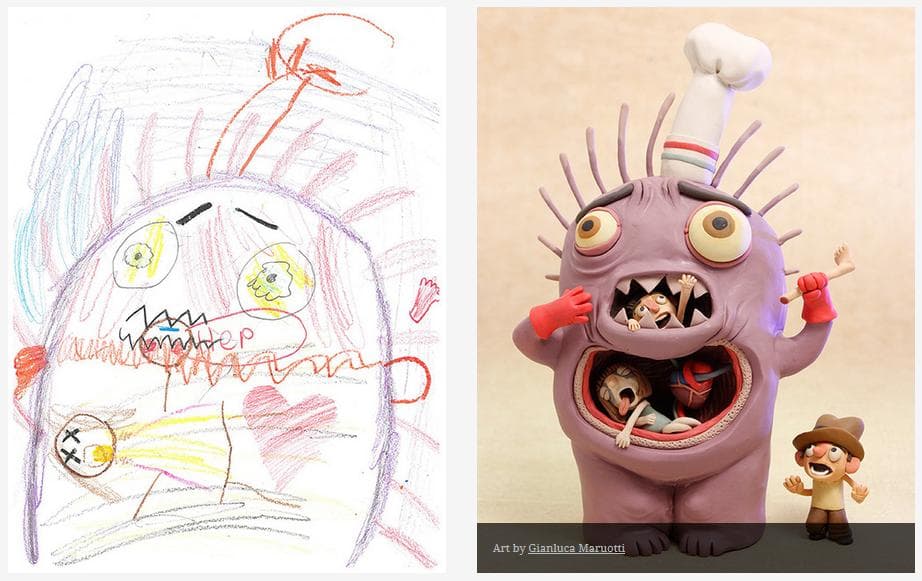 Doodles de monstruos para niños se convirtió en impresionantes ilustraciones
