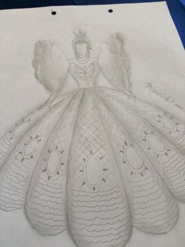 Un vestido sorprendente diseñado por el hermano para su hermana se vuelve viral en Internet.