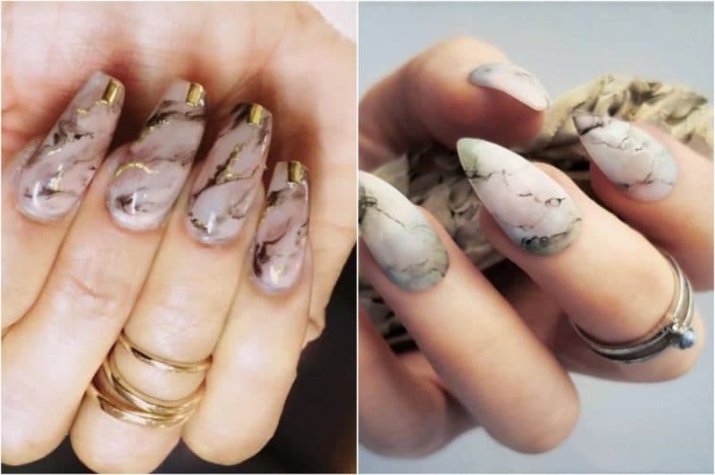 ¡17 diseños de uñas de mármol que tienes que experimentar!
