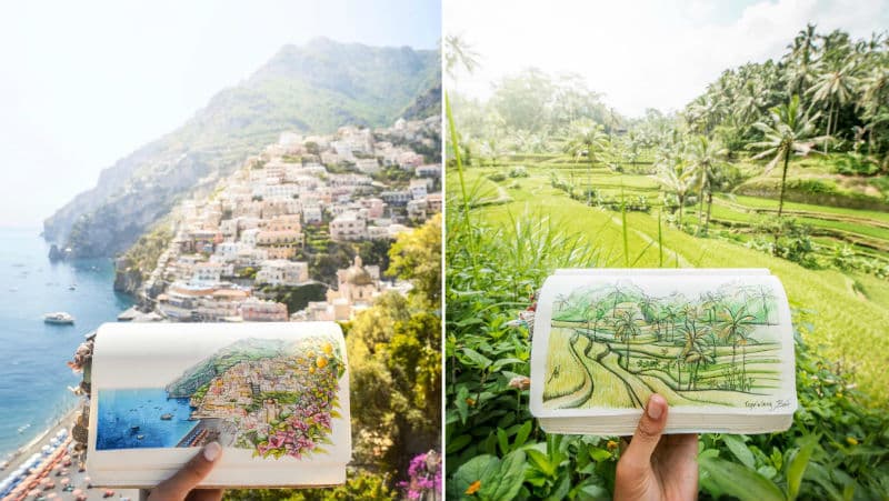Una mujer presenta sorprendentes lugares a través de dibujos.