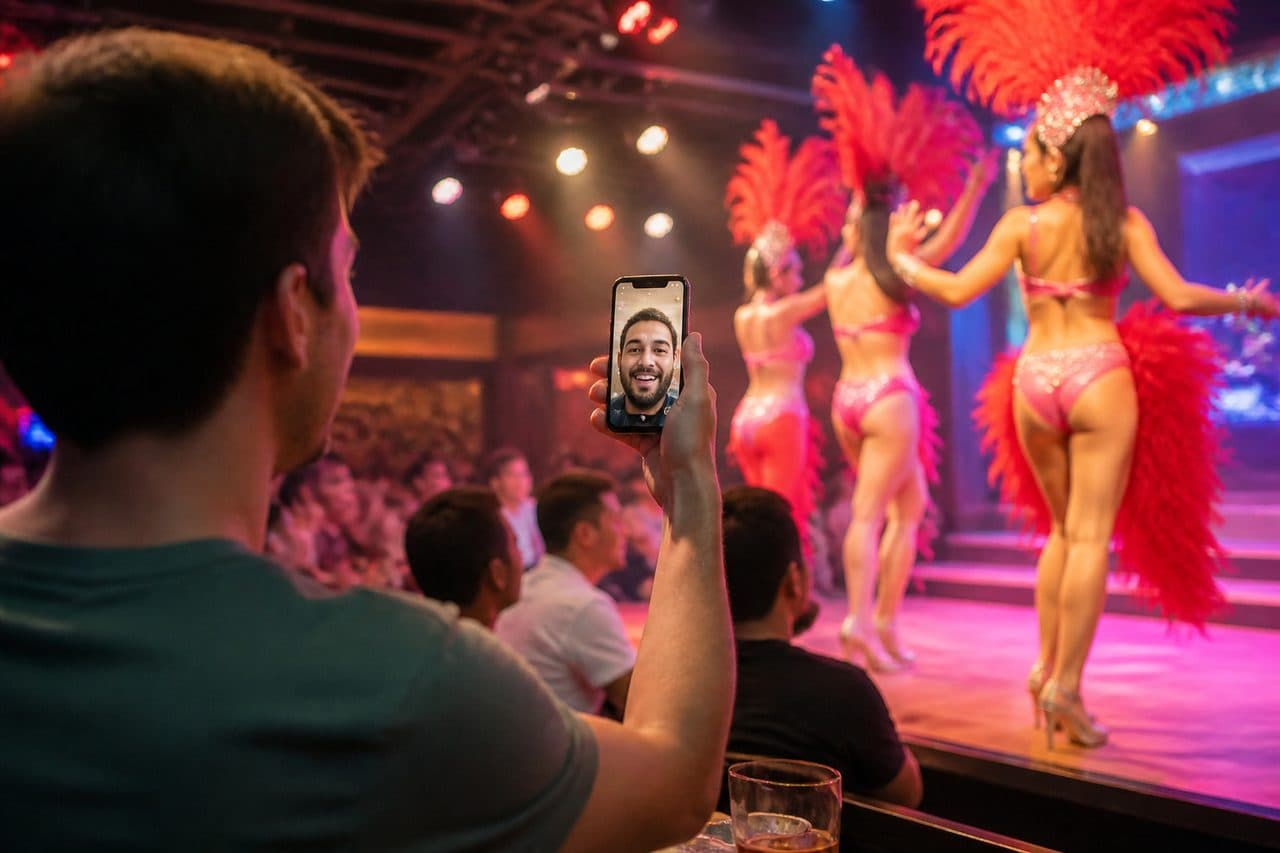 Para eso están los amigos: videollamada en un show tailandés