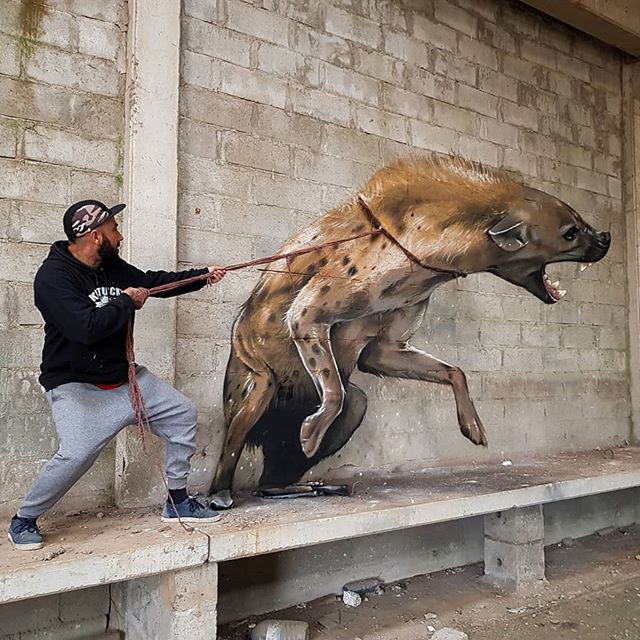     de mazmorras y dragones de hiena |: 10 arte callejero hiperrealista en 3D de Odette |: bayas de cerebro