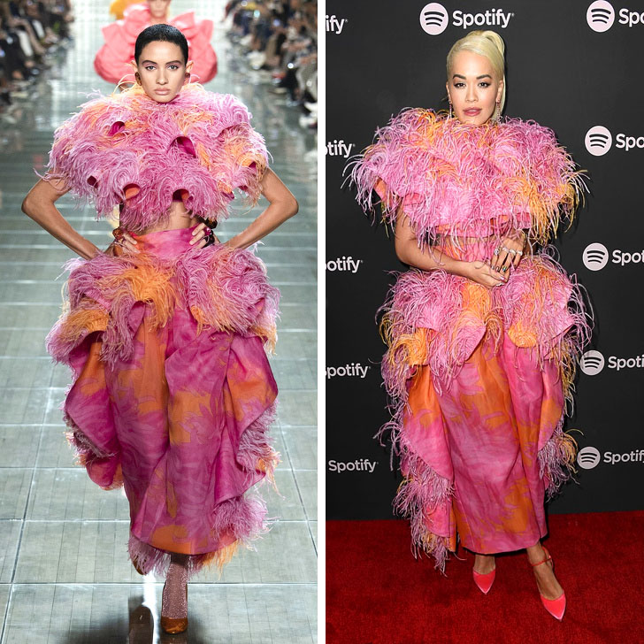 Rita Ora - Marc Jacobs ¿Quién lo lució mejor? 12 vestidos que las famosas sacaron de la pasarela | su belleza