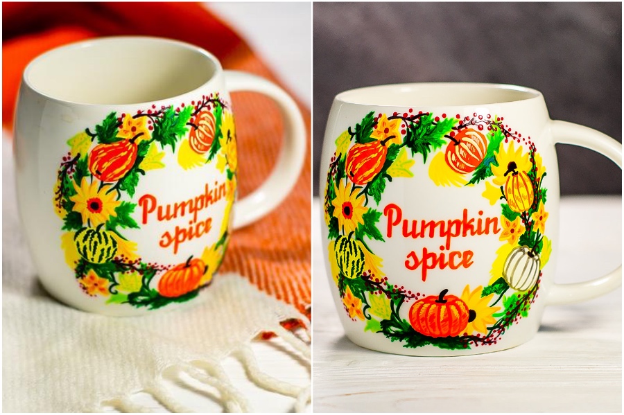 Condimento de calabaza | Tazas y teteras de cristal pintadas a mano que te alegrarán el día His Beauty