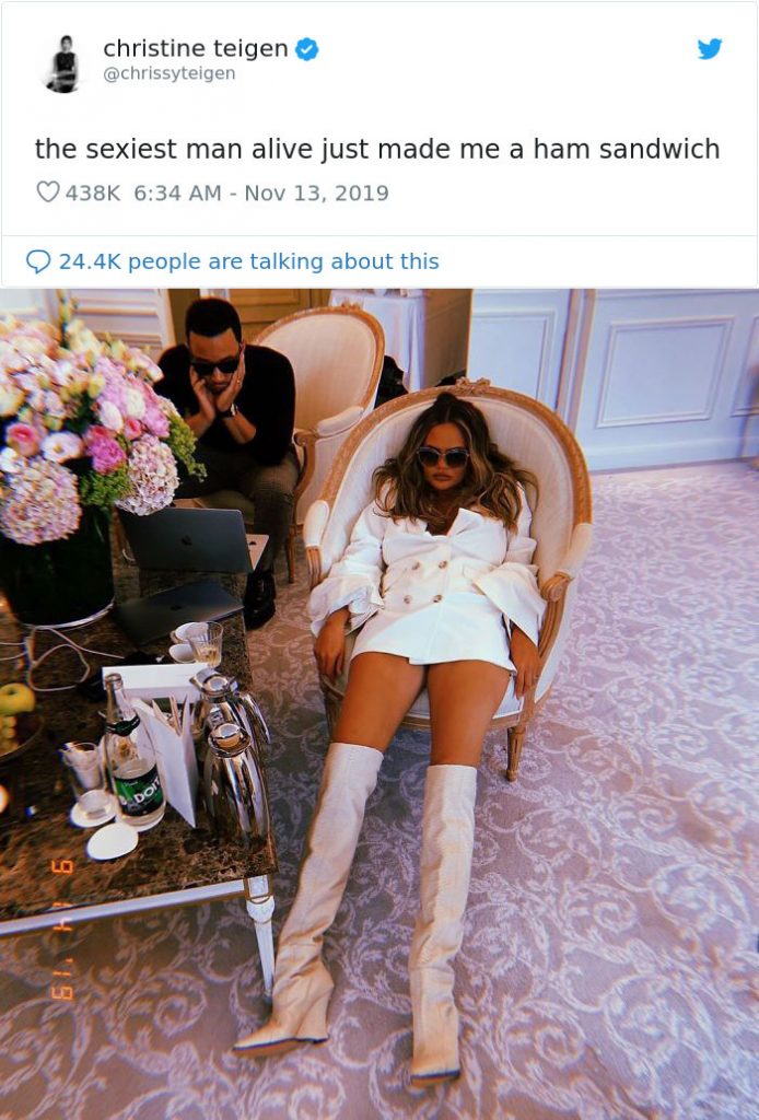 Respuesta de Chrissy Tiegen |: John Legend es nombrado el hombre vivo más sexy de 2019, su esposa Chrissy Teigen se convierte en su mayor troll | su belleza
